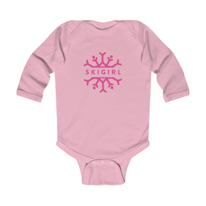 Infant Skigirl Long Sleeve Bodysuit - Pink Logo